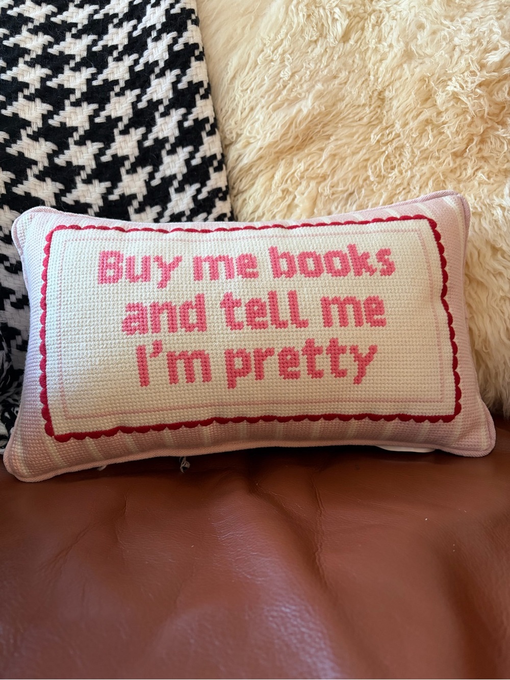 ✨ Viral BookTok "Buy Me Books And Tell Me I'm Pretty" Needlepoint Pillow 🎀